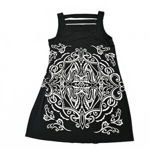 Style & Co Black White Above Knee Length Dress Filagree Pattern Sheath XL Classy